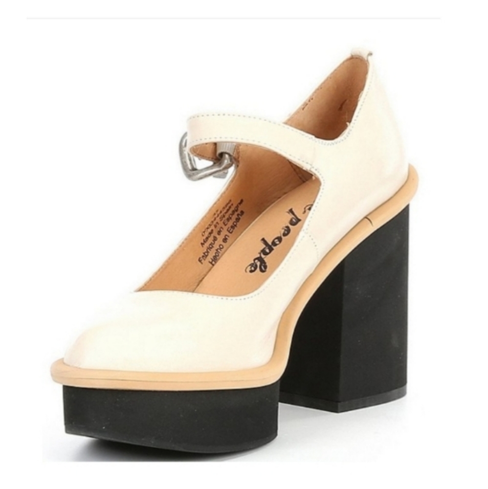 Free People Maggie MJ Platform Leather Mary Jane Pumps Size 9.5 M